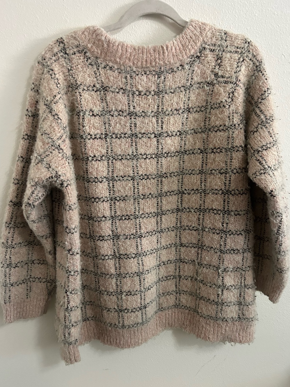 Ganni plaid pink and grey sweater - Picture 6 of 8